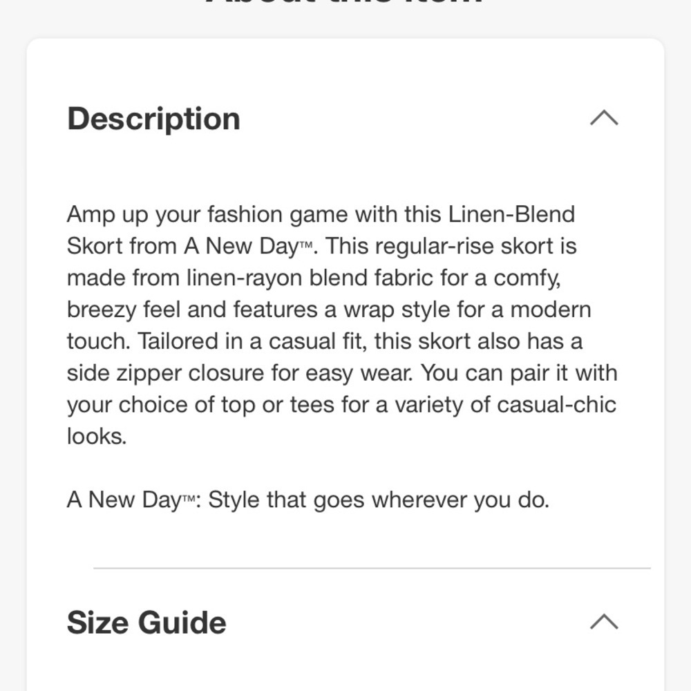 Women's Linen Blend Skort - A New Day™ new 🆕 - Picture 6 of 7